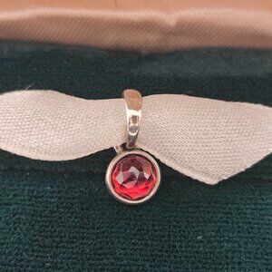 Pandora Sterling Silver Synthetic Garnet Droplet Charm Pendant (January)